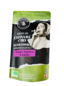 Sour Space Candy pochon 10 grammes chanvre du Griffoul dans le Tarn en Occitanie, en vente dans la boutique CBD Chanvre d'Oc